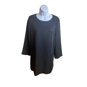 Ming suit collection black zip back long sleeve dress size 2